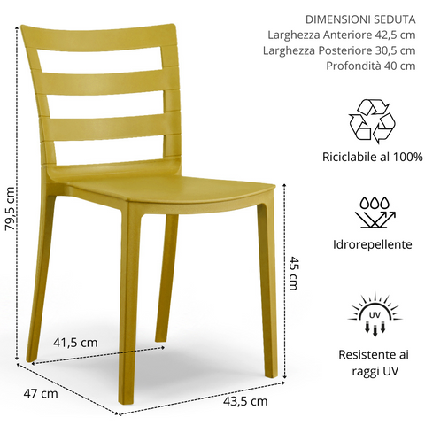 Sedia in polipropilene SELENE impilabile Design moderno da Interno/Esterno