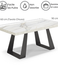 Tavolo con top in legno effetto marmo carrara e gambe in metallo scheda tecnica