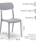 Sedia Calipso in polipropilene impilabile scheda tecnica