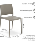 Sedia Megan in polipropilene impilabile scheda tecnica