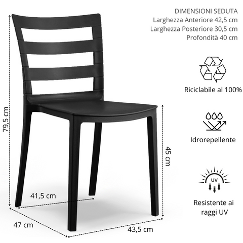 Sedia in polipropilene SELENE impilabile Design moderno da Interno/Esterno