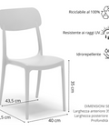 Sedia Calipso in polipropilene impilabile scheda tecnica