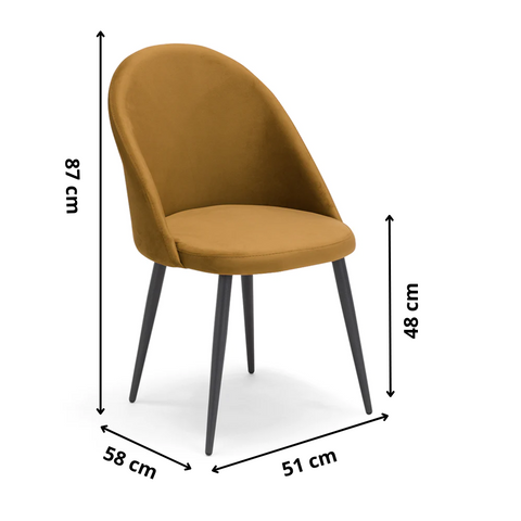 Sedia imbottita LOLA per sala da pranzo in tessuto effetto vellutato design moderno