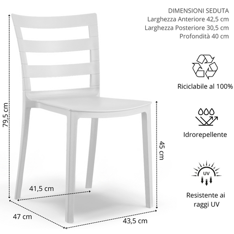 Sedia in polipropilene SELENE impilabile Design moderno da Interno/Esterno