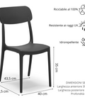 Sedia Calipso in polipropilene impilabile scheda tecnica