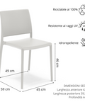 Sedia Megan in polipropilene impilabile scheda tecnica