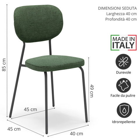 Sedia imbottita VANESSA per sala da pranzo in tessuto strutturato Design moderno