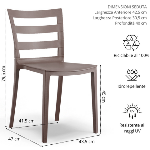 Sedia in polipropilene SELENE impilabile Design moderno da Interno/Esterno