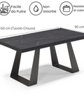 Tavolo con top in legno effetto pietra e gambe in metallo scheda tecnica