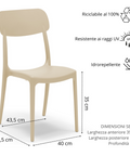 Sedia Calipso in polipropilene impilabile scheda tecnica