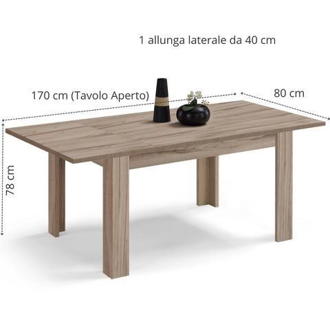 Tavolo in legno melaminico allungabile finitura noce scheda tecnica