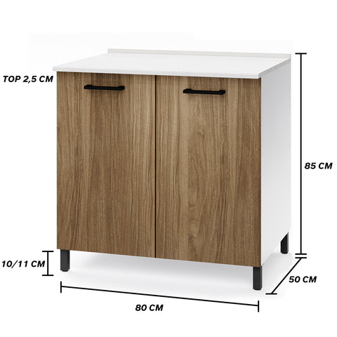 Base per cucina componibile da 80 cm con anta, realizzata in legno 100% MADE IN ITALY