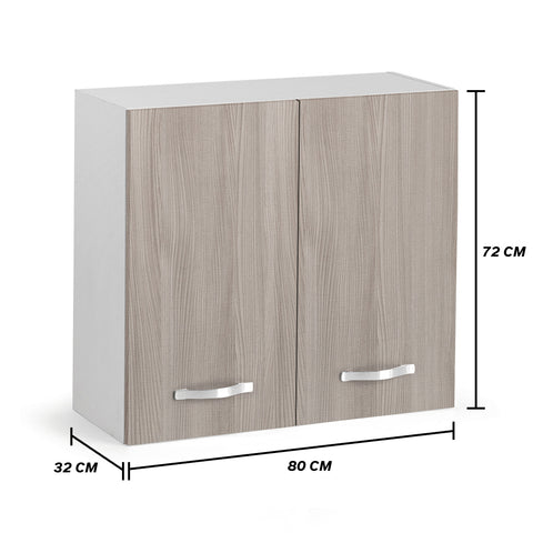 Pensile per cucina componibile da 80 cm con due ante, realizzato in legno 100% MADE IN ITALY