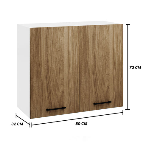 Pensile colapiatti per cucina componibile da 80 cm con due ante, realizzato in legno 100% MADE IN ITALY