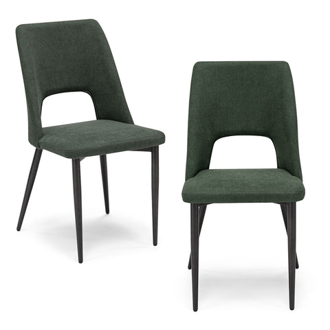 Set di 2 sedie imbottite verde con gambe in metallo ghisa