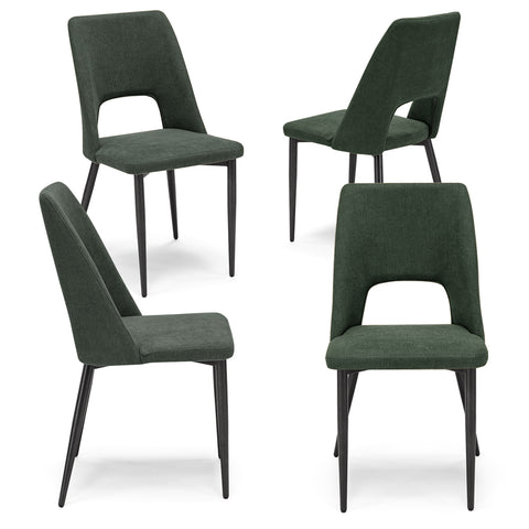 Set di 4 sedie imbottite verde con gambe in metallo ghisa