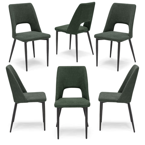 Set di 6 sedie imbottite verde con gambe in metallo ghisa