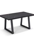 Tavolo con top in legno effetto pietra nera e gambe in metallo