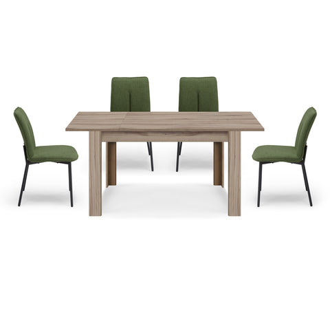 Tavolo in legno melaminico allungabile noce con sedie imbottite con gambe in metallo