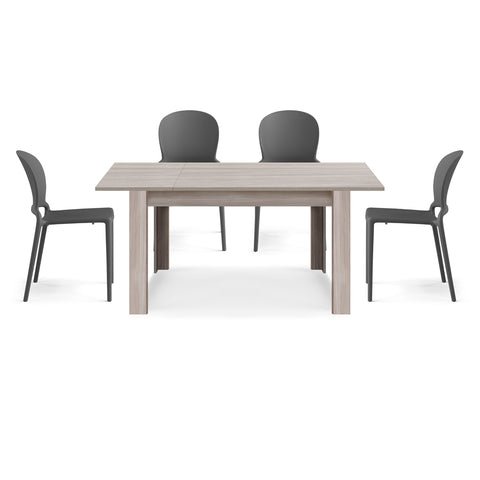 Tavolo in legno melaminico allungabile olmo con sedie in polipropilene impilabile