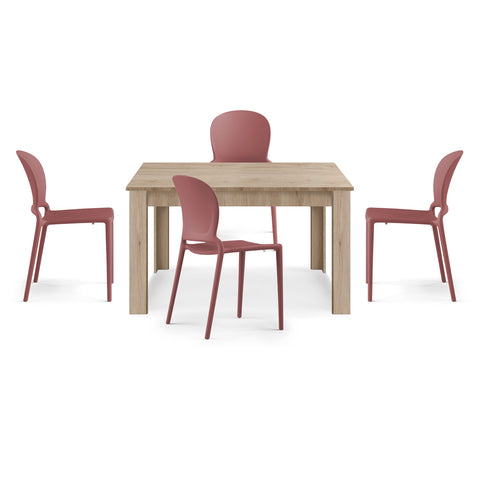 Tavolo in legno melaminico allungabile rovere derby con sedie in polipropilene impilabile