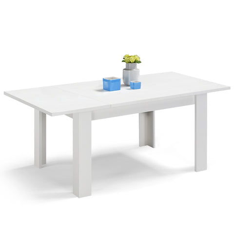 Tavolo in legno melaminico allungabile finitura bianco frassino